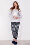 Women's Light Gray Polar Bear Themed Long Sleeve Pajama Set
