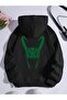 Unisex Black Loki Mischief Printed Hooded Sweatshirt