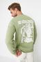 Green Crew Neck Regular/Normal Cut Mystic Printed Fleece Inside Sweatshirt Tmnaw23Sw00303