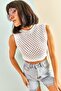 Women's White Patterned Knitwear Blouse 20223064 - 2