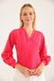 Women's V-Neck Wide Sleeve Blouse - 7