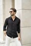 Men's Regular Fit Patterned Long Sleeve Knitwear Shirt Black 23w211