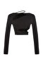 Siyah Cut Out/Pencere Detaylı Örme Bluz TPRAW23BZ00031 - 6