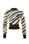 Khaki Zebra Print Crop Knitwear Sweater Twoaw21Kz0010 - 7