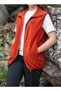 Brick Color Two-Pocket Zippered Fleece Vest - 3