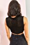 Women's Black Patterned Knitwear Blouse 20223064 - 5