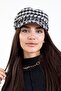 Women's Winter Hat Stamped Captain Winter Chain Accessory with Houndstooth Pattern