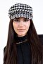 Women's Winter Hat Stamped Captain Winter Chain Accessory with Houndstooth Pattern - 2