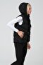 Women's Black Hooded Lining Fiber Filled Short Inflatable Vest - 3