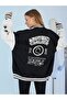 Black D Printed Unisex College Jacket - 2
