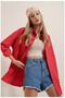 Women's Red Oversize Long Basic Shirt - 5