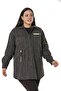 Large Size Anthracite Stitched Jacket Shirt with Contrast Stitching Bag Pocket Accessory Detail