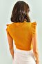 Women's Mustard Chest and Sleeve Patterned Knitwear Blouse 20223081 - 2