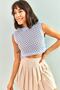 Women's Baby Blue Patterned Knitwear Blouse 20223064