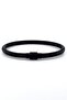Full Black Genuine Leather Black Magnet Men's Bracelet M024a - 2