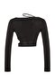 Siyah Cut Out/Pencere Detaylı Örme Bluz TPRAW23BZ00031 - 8