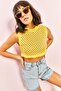 Women's Yellow Patterned Knitwear Blouse 20223064