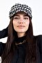 Women's Winter Hat Stamped Captain Winter Chain Accessory with Houndstooth Pattern - 4