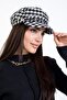 Women's Winter Hat Stamped Captain Winter Chain Accessory with Houndstooth Pattern - 7