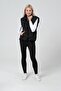 Women's Black Hooded Lining Fiber Filled Short Inflatable Vest - 2