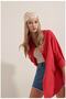 Women's Red Oversize Long Basic Shirt - 6
