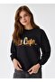 O Neck Printed Black Women's Sweatshirt 231 Lcf 241016 Tıla Black - 2
