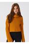 High Collar Knitted Mustard Women's Sweater 231 Lcf 241011 Laura Mustard - 2