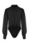 Amanda Front Tie Long Sleeve Abdominal Low-cut Snap-on Bodysuit - 2