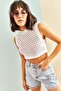 Women's White Patterned Knitwear Blouse 20223064