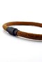 Tan Brown Antique Natural Leather Black Clip Men's Bracelet M024b - 3