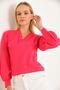 Women's V-Neck Wide Sleeve Blouse - 5