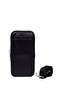 Unisex Leather Black Shoulder Bag with Phone Compartment (17x9x4,5 Cm.) - 2