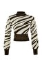 Khaki Zebra Print Crop Knitwear Sweater Twoaw21Kz0010 - 6