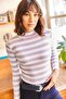 Women's Lilac Half Turtleneck Striped Lycra Blouse BLZ-19002021 - 4