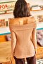 Woman's Brown Madonna Collar Raised Camisole Blouse BLZ-19000615 - 4