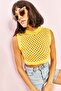 Women's Yellow Patterned Knitwear Blouse 20223064 - 5