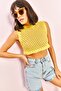 Women's Yellow Patterned Knitwear Blouse 20223064 - 6
