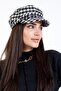 Women's Winter Hat Stamped Captain Winter Chain Accessory with Houndstooth Pattern - 3