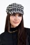 Women's Winter Hat Stamped Captain Winter Chain Accessory with Houndstooth Pattern - 8