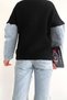 Women's Button Detailed Sleeve Denim Knitwear Cardigan - 7