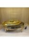 Gold Plated Oval Food Serving with Heater 41 X 26.5 Cm - 2