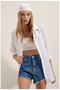White Oversize Long Basic Shirt - 5