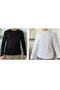 Men's Elastane Crew Neck Long Sleeve 2 Pieces Mixed Color (black-white) T-shirt