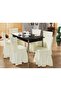 6 Pieces of Elastic Chair Covers with Wrinkled Skirts_Krem