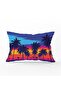 Rectangular Throw Pillow Cover with Palm Tree Design at Sunset