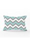 Gray Turquoise Zigzag Patterned Decorative Rectangular Throw Pillow Cover