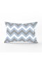 Blue Gray Zigzag Patterned Digital Printed Decorative Rectangular Pillow Case