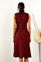 Women's Red Pocketed Loose Dress - 5