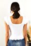 Women's Ecru Sleeve Ruffled Summer Knitwear Blouse BLZ-19001035 - 4