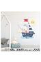 Sun Clouds And Teddy Bear Holding a Fish on a Boat Children's Room Wall Sticker